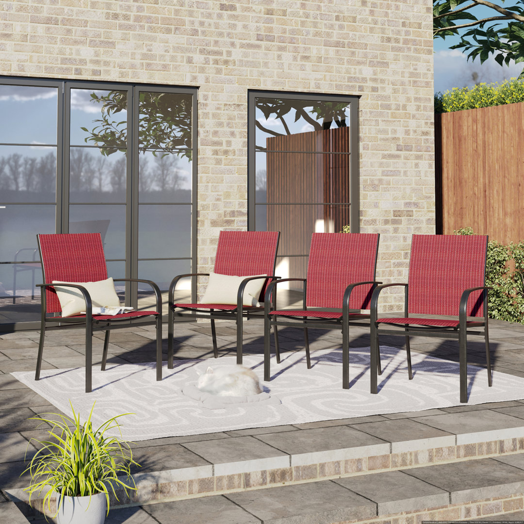 Argyri Powder-coated Steel Outdoor Dining Armchair